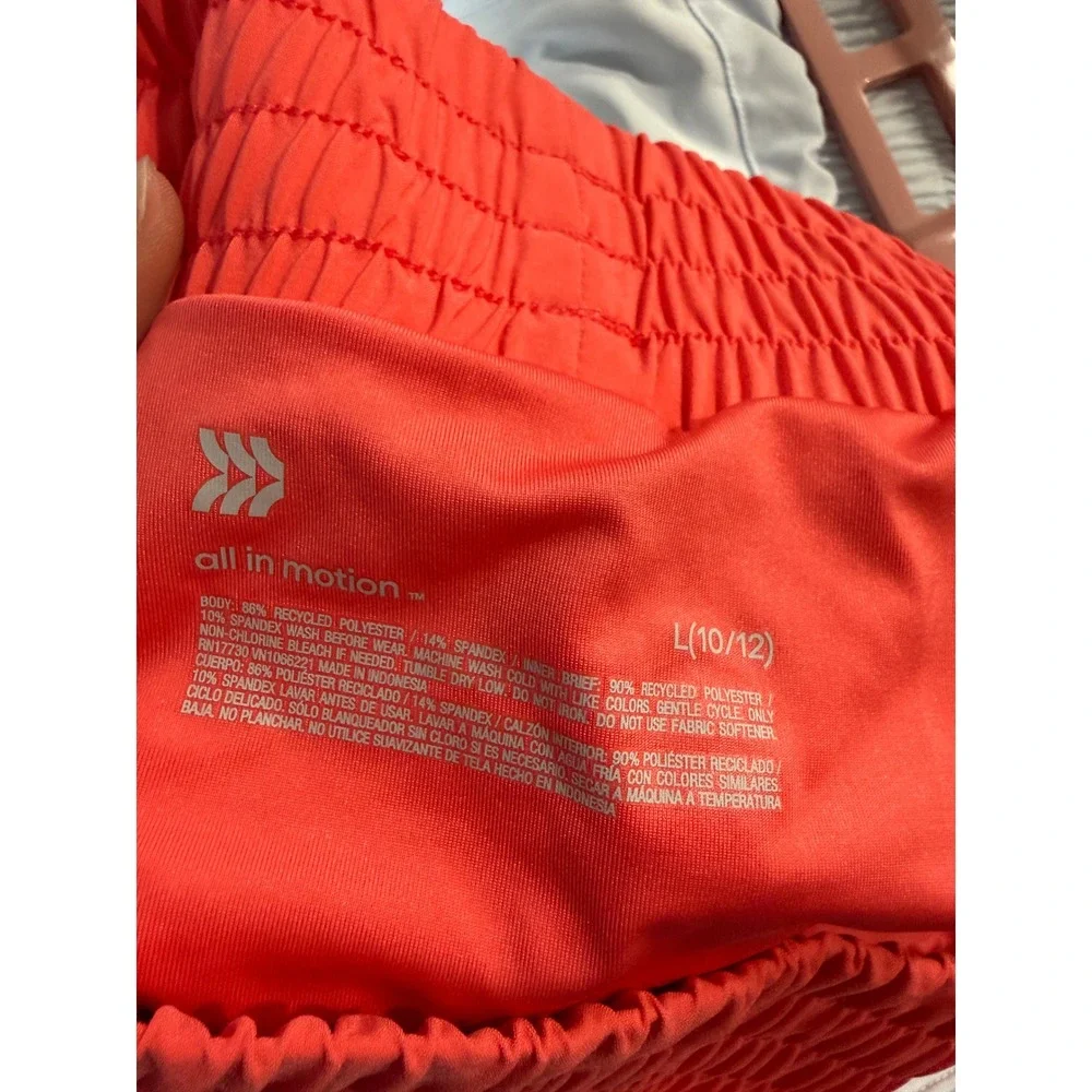 All in Motion Women Pleated Running Shorts 2 Pack Coral Pink‎ Light Blue L 10/12